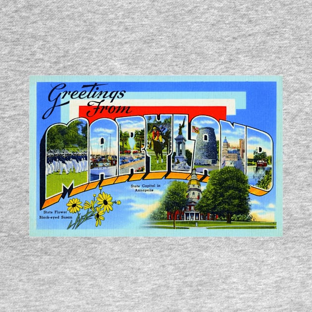 Greetings from Maryland - Vintage Large Letter Postcard by Naves